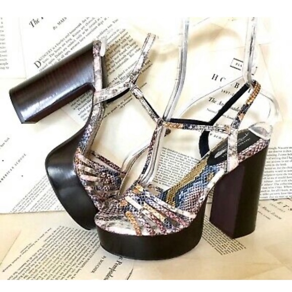 Free People Jeffrey Campbell snakeskin chunky heel - Picture 2 of 8